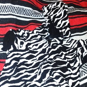 Black and white zebra print zip up shirt